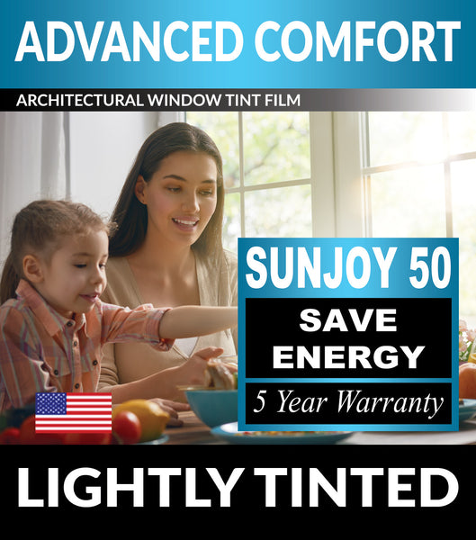 SunJoy 50 Lightly Tinted Energy Efficient Window Tint Film For Home/Commercial Tinting